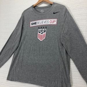 Nike SheBelieves Cup USA Soccer Long Sleeve‎ T-Shirt Women's Gray Size S